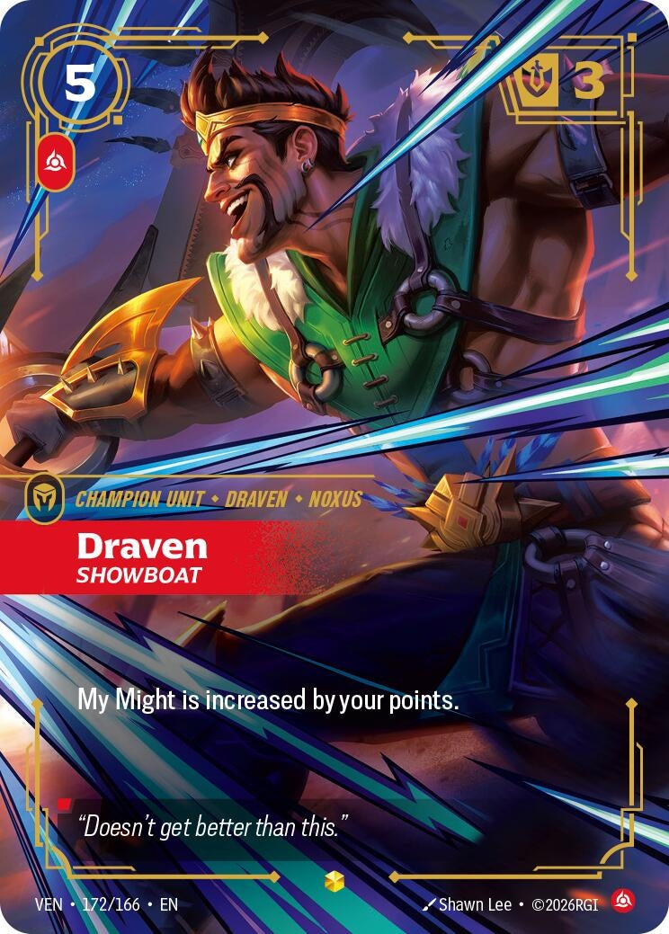Image for Draven - Showboat (Overnumbered) (172/166) [Vendetta] - Riftbound: League of Legends Trading Card Game