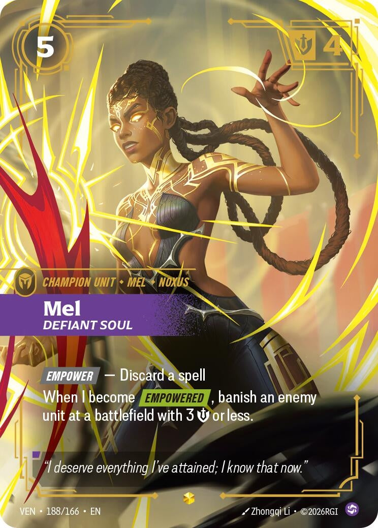 Image for Mel - Defiant Soul (Overnumbered) (188/166) [Vendetta] - Riftbound: League of Legends Trading Card Game
