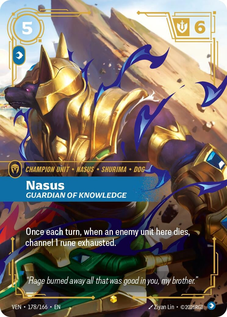 Image for Nasus - Guardian of Knowledge (Overnumbered) (178/166) [Vendetta] - Riftbound: League of Legends Trading Card Game