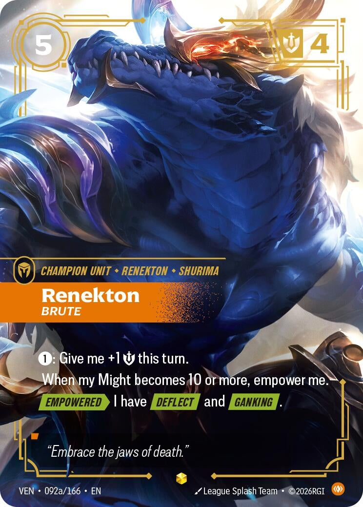 Image for Renekton - Brute (Alternate Art) (092a/166) [Vendetta] - Riftbound: League of Legends Trading Card Game