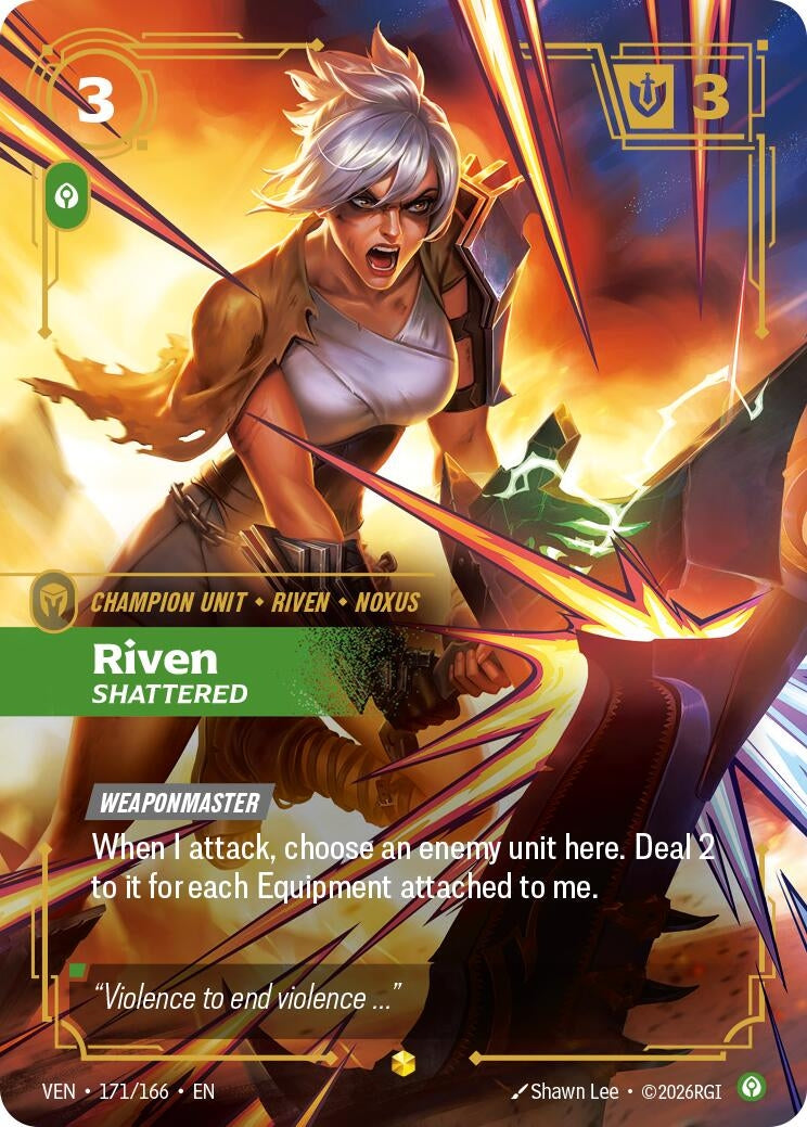 Image for Riven - Shattered (Overnumbered) (171/166) [Vendetta] - Riftbound: League of Legends Trading Card Game