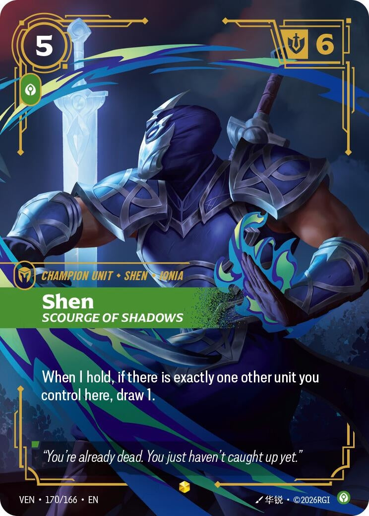 Image for Shen - Scourge of Shadows (Overnumbered) (170/166) [Vendetta] - Riftbound: League of Legends Trading Card Game