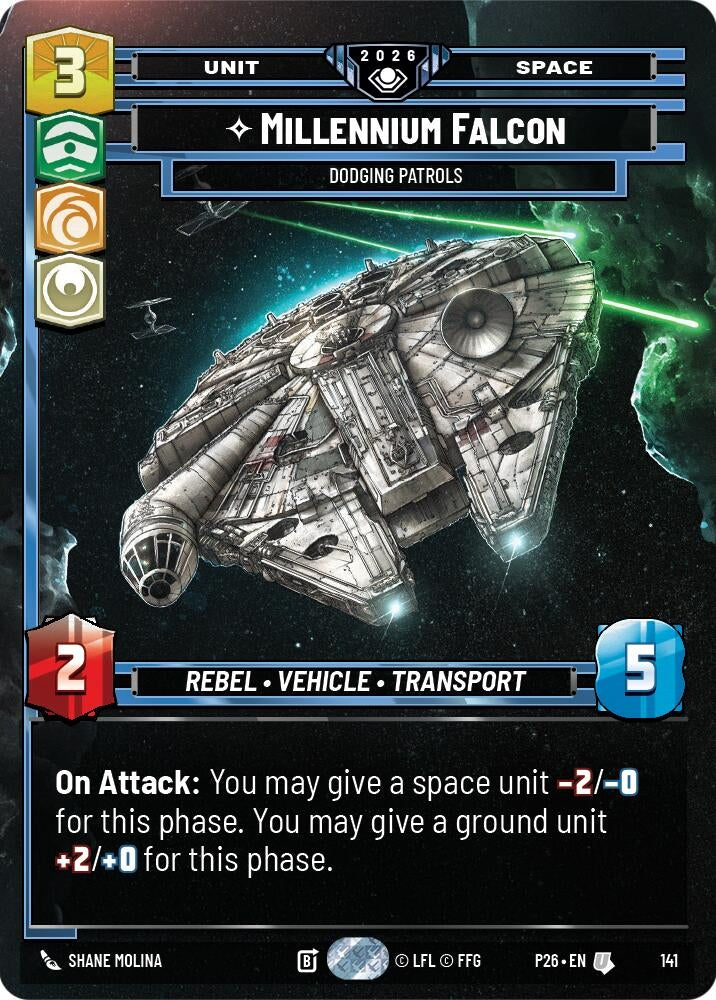 Image for Millennium Falcon - Dodging Patrols (Prize Wall) (141) [Galactic Championship 2026] - Star Wars: Unlimited