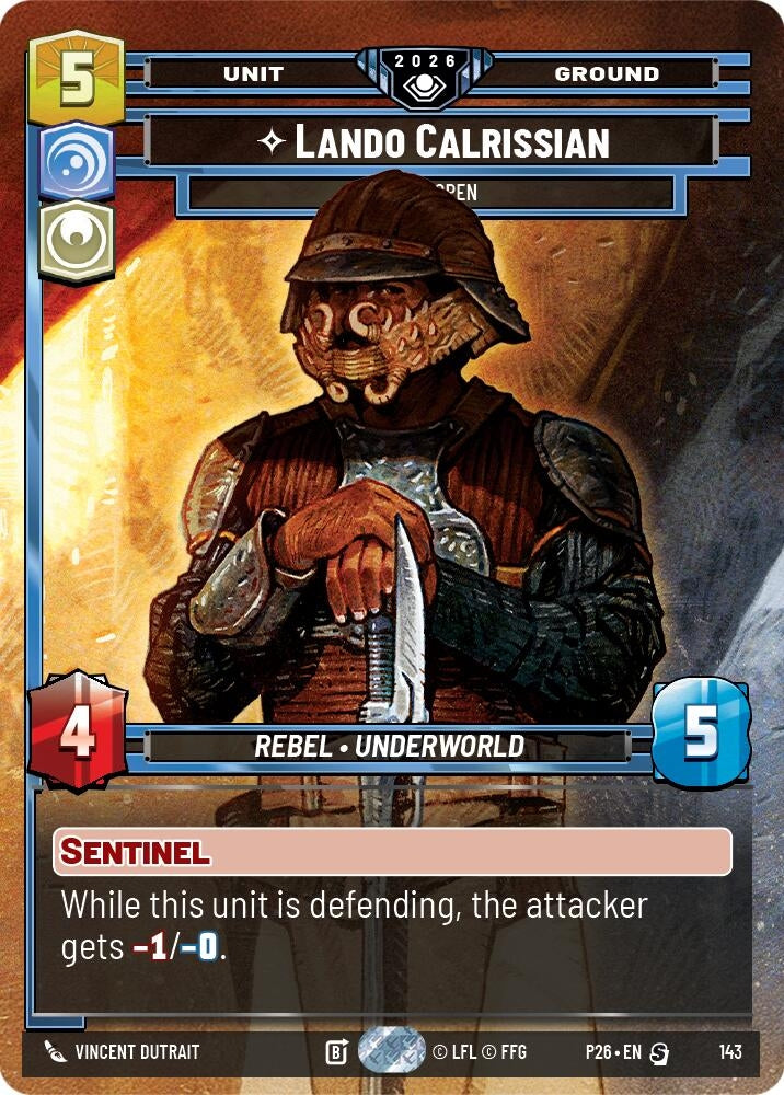 Image for Lando Calrissian - Eyes Open (Prize Wall) (143) [Galactic Championship 2026] - Star Wars: Unlimited