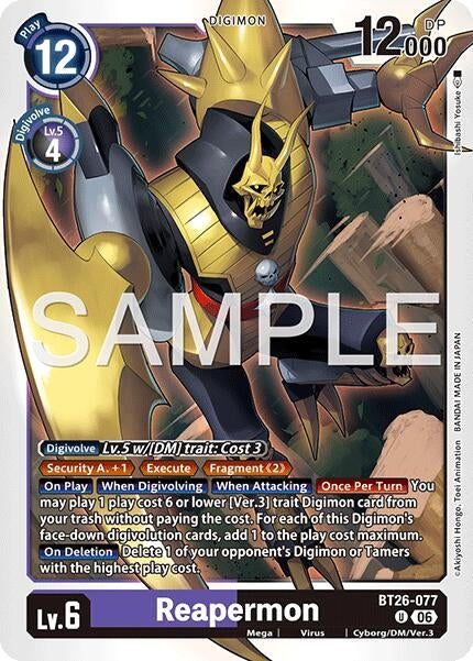 Image for Reapermon (BT26-077 U) [Timeless Bonds] - Digimon Card Game