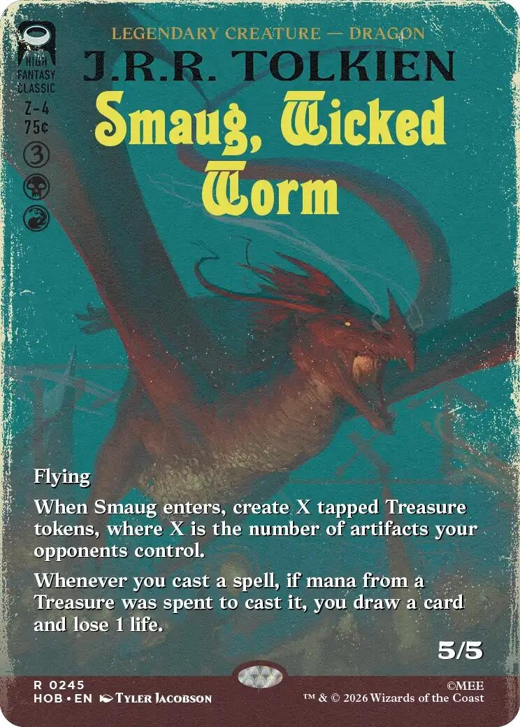 Image for Smaug, Wicked Worm (Borderless) (245) [The Hobbit] - Magic: The Gathering