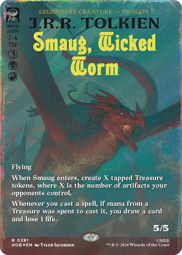 Image for Smaug, Wicked Worm (Borderless) (Surge Foil) (281) [The Hobbit] - Magic: The Gathering