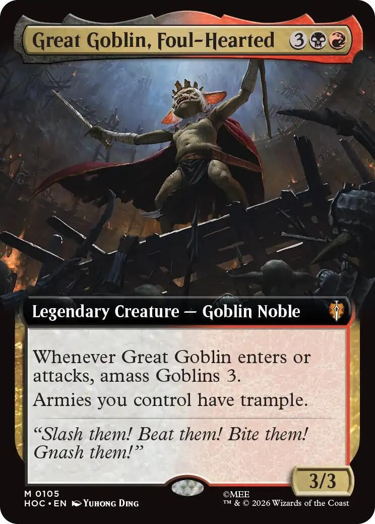 Image for Great Goblin, Foul-Hearted (Extended Art) (105) [The Hobbit: Eternal-Legal] - Magic: The Gathering