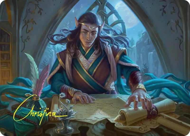 Image for Elrond, Moon-Reader Art Card (Gold-Stamped Signature) (9) [Art Series: The Hobbit] - Magic: The Gathering