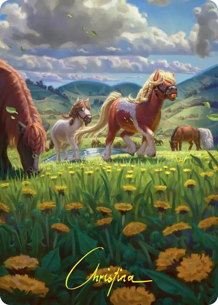 Image for Troop of Ponies Art Card (Gold-Stamped Signature) (1) [Art Series: The Hobbit] - Magic: The Gathering