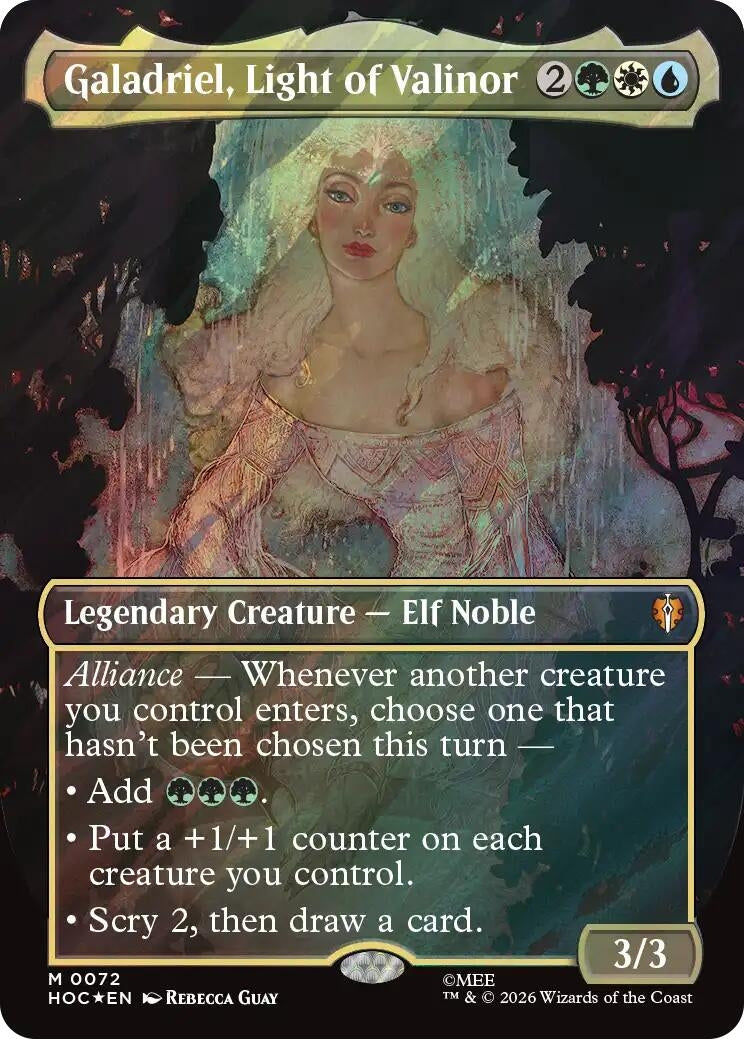 Image for Galadriel, Light of Valinor (Borderless) (Surge Foil) (72) [The Hobbit: Eternal-Legal] - Magic: The Gathering