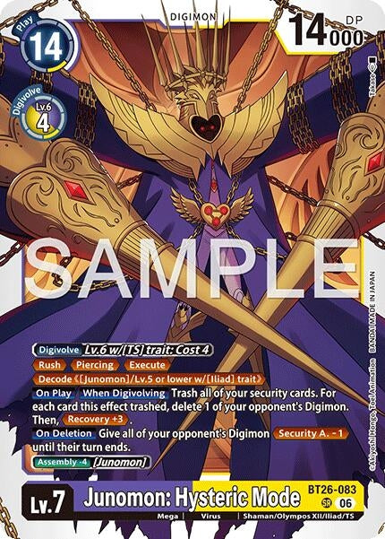 Image for Junomon: Hysteric Mode (BT26-083 SR) [Timeless Bonds] - Digimon Card Game