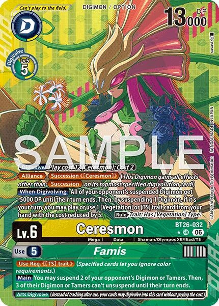 Image for Ceresmon // Famis (Alternate Art) (BT26-032 SR) [Timeless Bonds] - Digimon Card Game