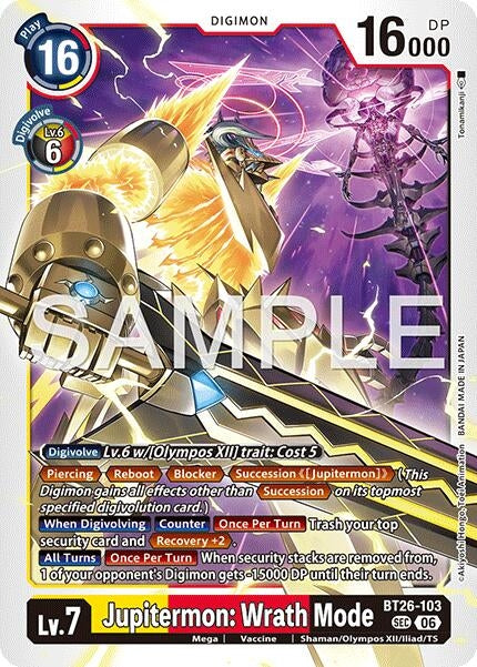 Image for Jupitermon: Wrath Mode (BT26-103 SEC) [Timeless Bonds] - Digimon Card Game