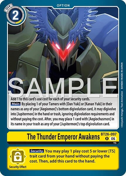 Image for The Thunder Emperor Awakens (BT26-097 R) [Timeless Bonds] - Digimon Card Game