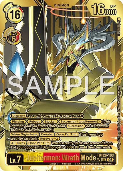 Image for Jupitermon: Wrath Mode (Rare Pull) (BT26-103 SEC) [Timeless Bonds] - Digimon Card Game