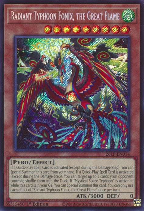 Image for Radiant Typhoon Fonix, the Great Flame (Secret Rare) (26LP-EN014) [Limited Pack World Championship 2026] - YuGiOh