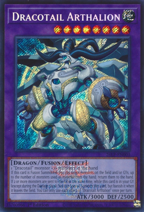 Image for Dracotail Arthalion (Emblazoned Secret Rare) (26LP-EN003) [Limited Pack World Championship 2026] - YuGiOh
