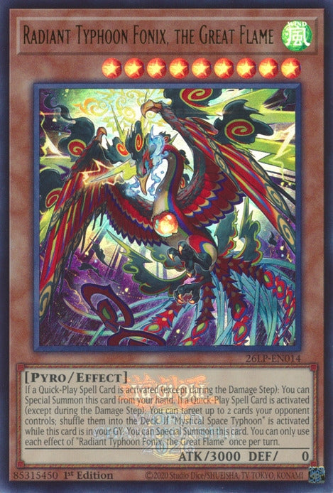 Image for Radiant Typhoon Fonix, the Great Flame (Emblazoned) (26LP-EN014) [Limited Pack World Championship 2026] - YuGiOh