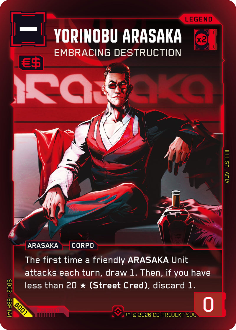 Image for Yorinobu Arasaka - Embracing Destruction (B001) [Embracing Power - Beta Starter Deck] - Cyberpunk TCG