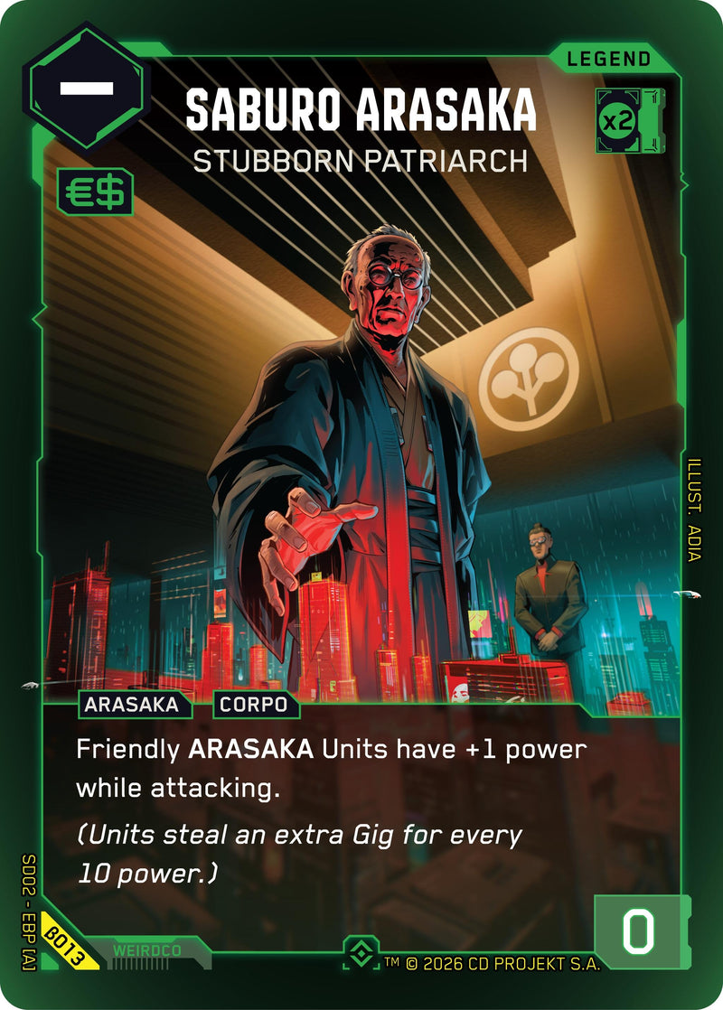 Image for Saburo Arasaka - Stubborn Patriarch (B013) [Embracing Power - Beta Starter Deck] - Cyberpunk TCG