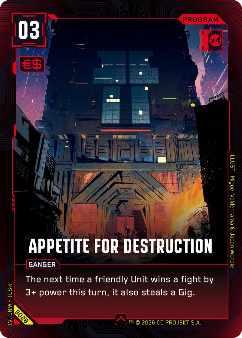 Image for Appetite for Destruction (B028) [Welcome to Night City - Beta] - Cyberpunk TCG