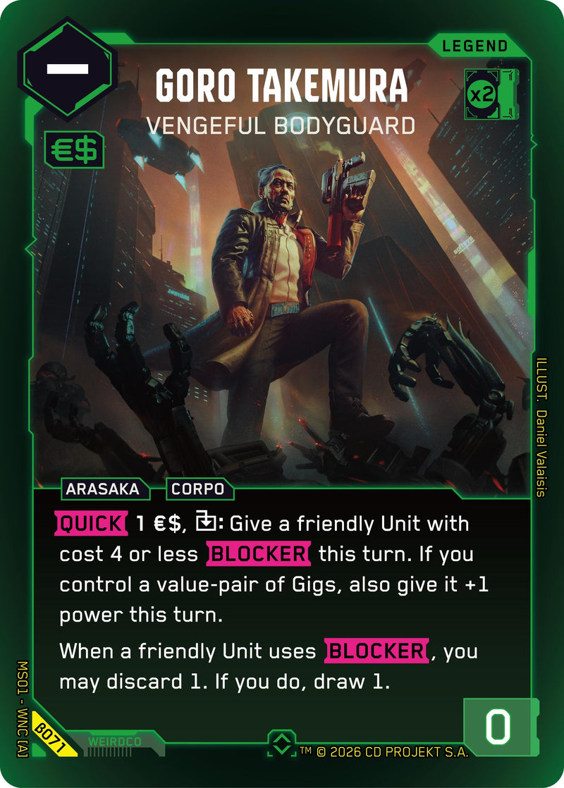 Image for Goro Takemura - Vengeful Bodyguard (Rare) (B071) [Welcome to Night City - Beta] - Cyberpunk TCG