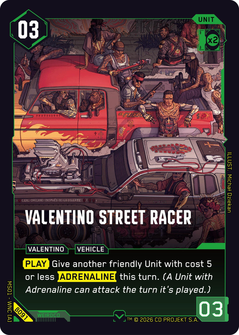 Image for Valentino Street Racer (B091) [Welcome to Night City - Beta] - Cyberpunk TCG