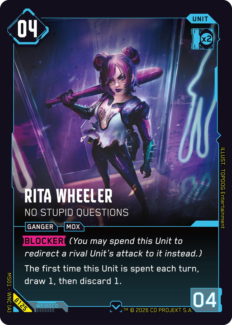 Image for Rita Wheeler - No Stupid Questions (B125) [Welcome to Night City - Beta] - Cyberpunk TCG