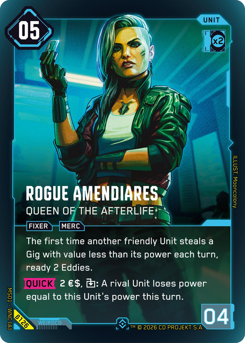 Image for Rogue Amendiares - Queen of the Afterlife (Epic) (B126) [Welcome to Night City - Beta] - Cyberpunk TCG