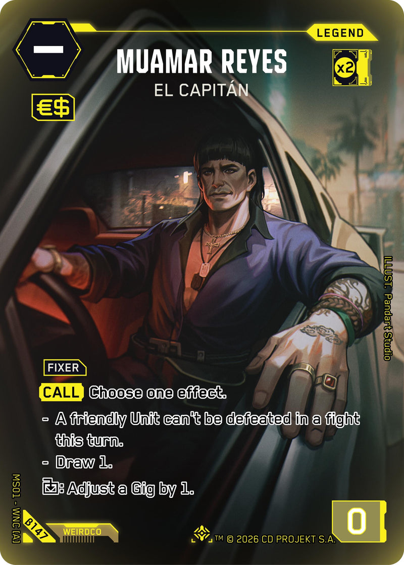 Image for Muamar Reyes - El Capitan (ILegend) (B147) [Welcome to Night City - Beta] - Cyberpunk TCG