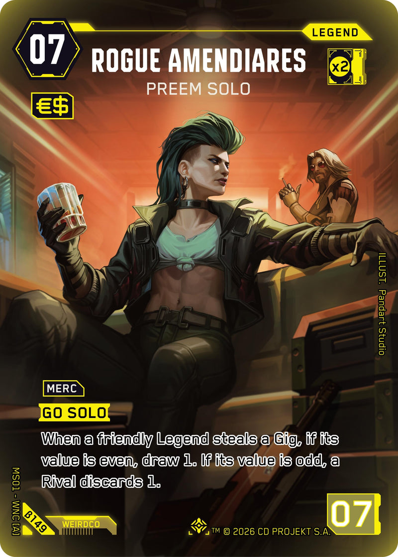 Image for Rogue Amendiares - Preem Solo (ILegend) (B149) [Welcome to Night City - Beta] - Cyberpunk TCG