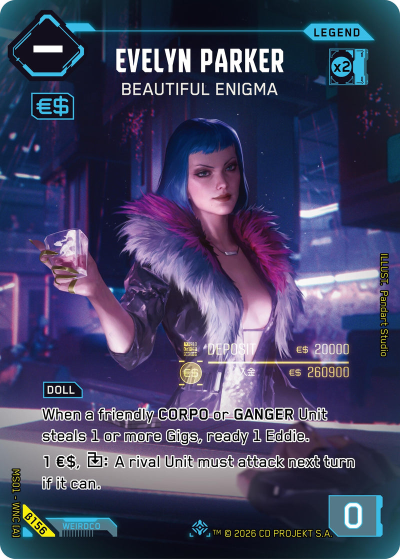 Image for Evelyn Parker - Beautiful Enigma (ILegend) (B156) [Welcome to Night City - Beta] - Cyberpunk TCG