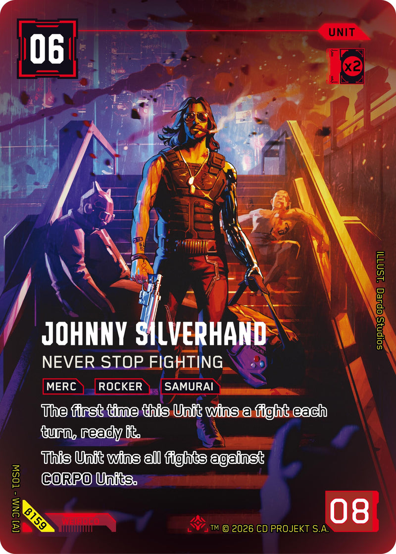 Image for Johnny Silverhand - Never Stop Fighting (IO) (B159) [Welcome to Night City - Beta] - Cyberpunk TCG