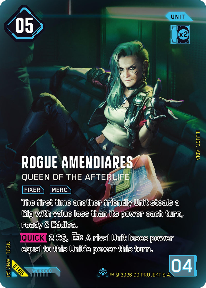 Image for Rogue Amendiares - Queen of the Afterlife (IO) (B166) [Welcome to Night City - Beta] - Cyberpunk TCG