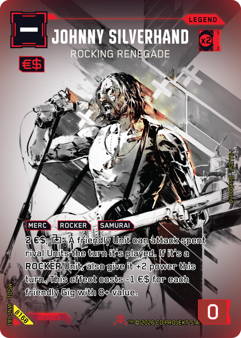 Image for Johnny Silverhand - Rocking Renegade (ISecret) (B168) [Welcome to Night City - Beta] - Cyberpunk TCG