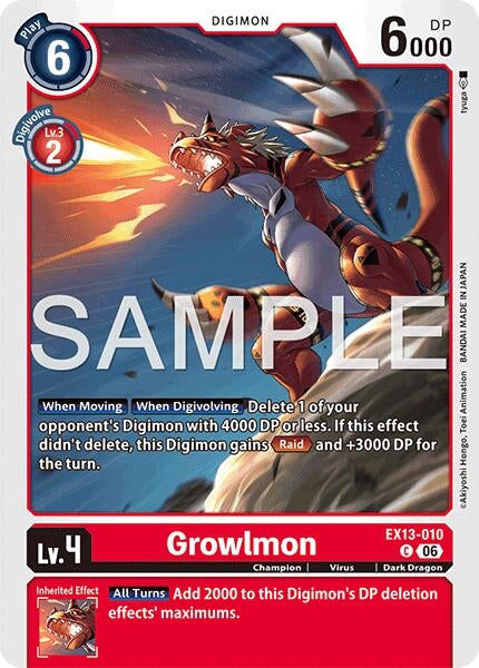 Image for Growlmon (EX13-010 C) [Chivalrous XIII] - Digimon Card Game