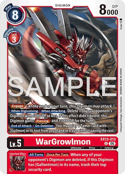 Image for WarGrowlmon (EX13-013 U) [Chivalrous XIII] - Digimon Card Game