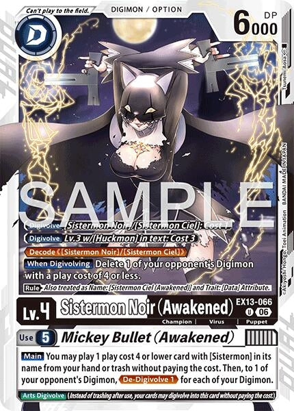 Image for Sistermon Noir (Awakened) // Mickey Bullet (Awakened) (EX13-066 U) [Chivalrous XIII] - Digimon Card Game