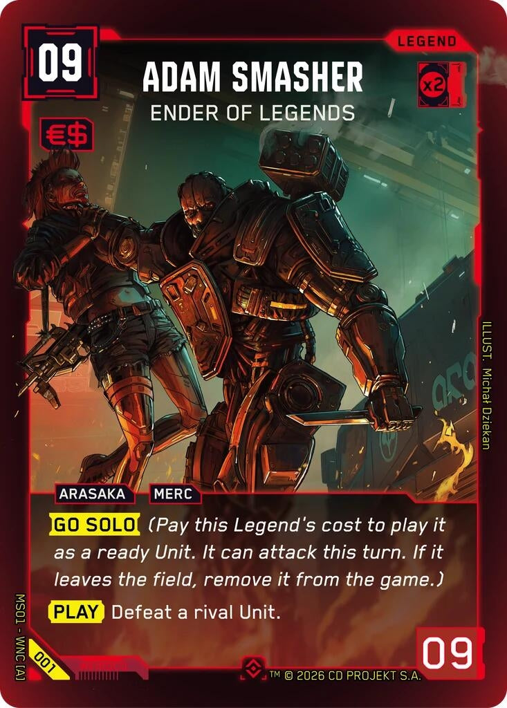 Image for Adam Smasher - Ender of Legends (Epic) (001) [Welcome to Night City - Retail] - Cyberpunk TCG
