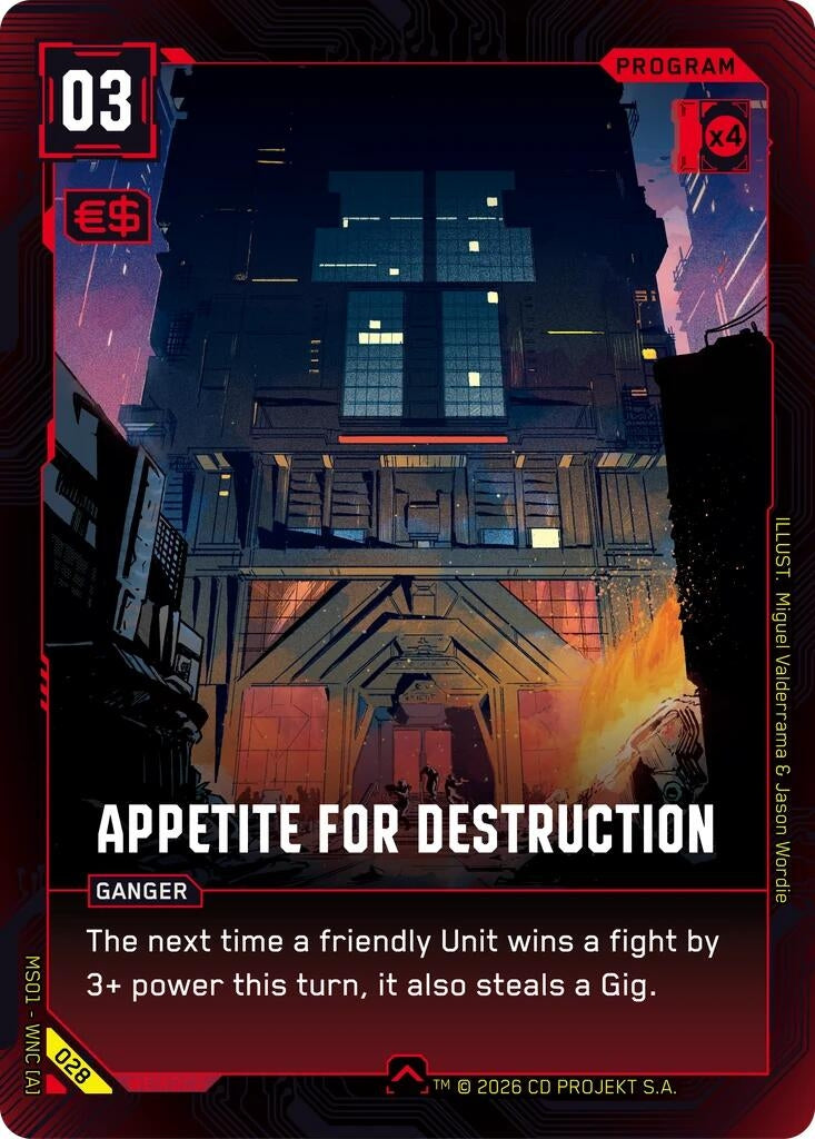 Image for Appetite for Destruction (028) [Welcome to Night City - Retail] - Cyberpunk TCG