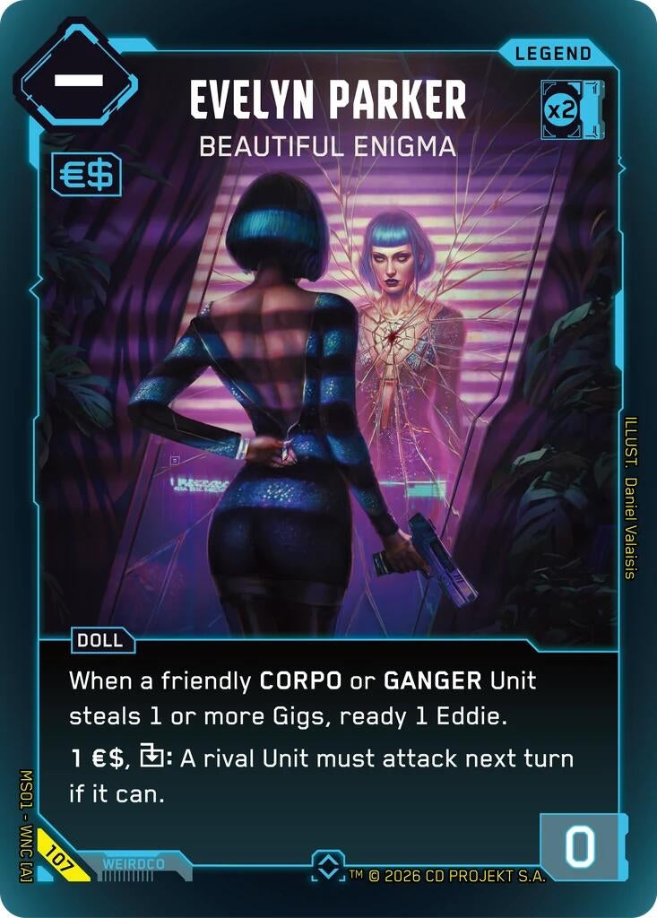 Image for Evelyn Parker - Beautiful Enigma (Rare) (107) [Welcome to Night City - Retail] - Cyberpunk TCG