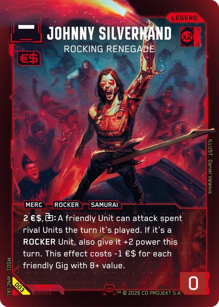 Image for Johnny Silverhand - Rocking Renegade (Secret) (003) [Welcome to Night City - Retail] - Cyberpunk TCG