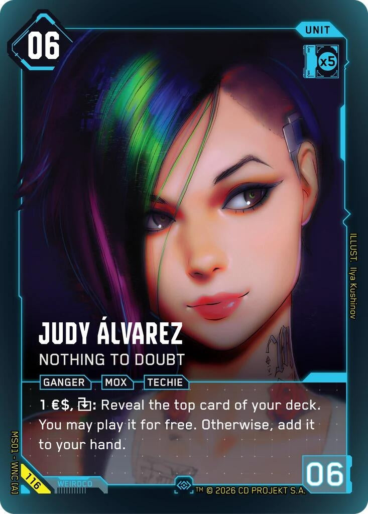 Image for Judy Alvarez - Nothing to Doubt (Secret) (116) [Welcome to Night City - Retail] - Cyberpunk TCG