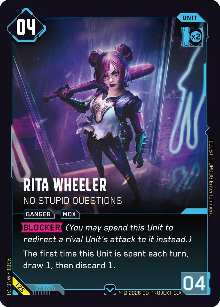 Image for Rita Wheeler - No Stupid Questions (125) [Welcome to Night City - Retail] - Cyberpunk TCG