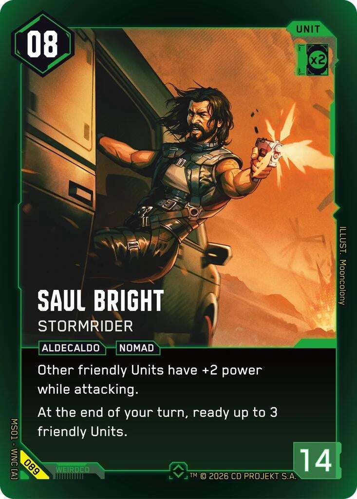 Image for Saul Bright - Stormrider (089) [Welcome to Night City - Retail] - Cyberpunk TCG