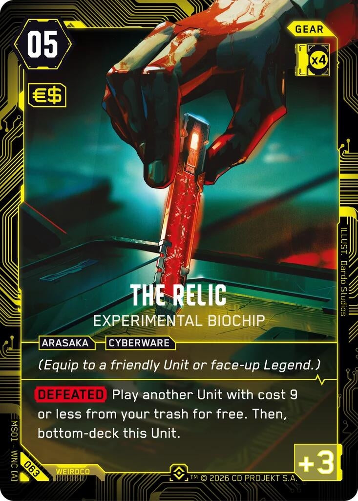 Image for The Relic - Experimental Biochip (Epic) (063) [Welcome to Night City - Retail] - Cyberpunk TCG