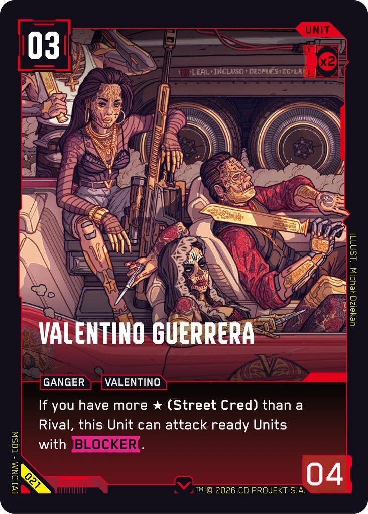 Image for Valentino Guerrera (021) [Welcome to Night City - Retail] - Cyberpunk TCG