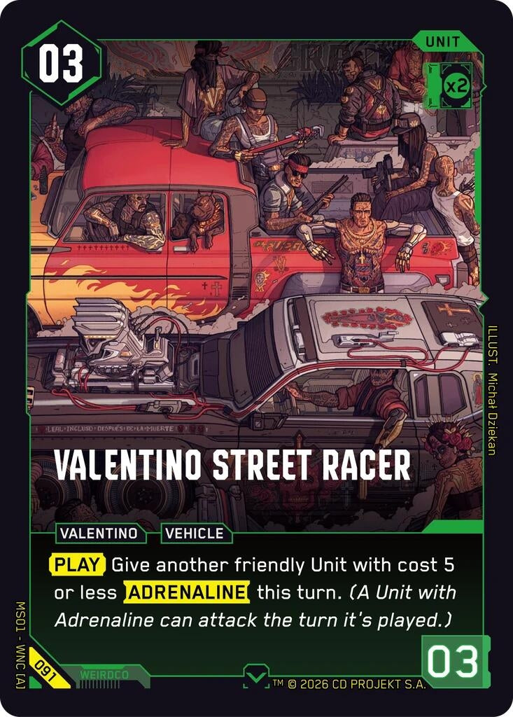 Image for Valentino Street Racer (091) [Welcome to Night City - Retail] - Cyberpunk TCG