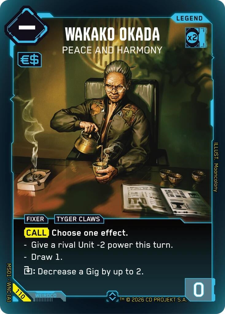 Image for Wakako Okada - Peace and Harmony (Rare) (110) [Welcome to Night City - Retail] - Cyberpunk TCG